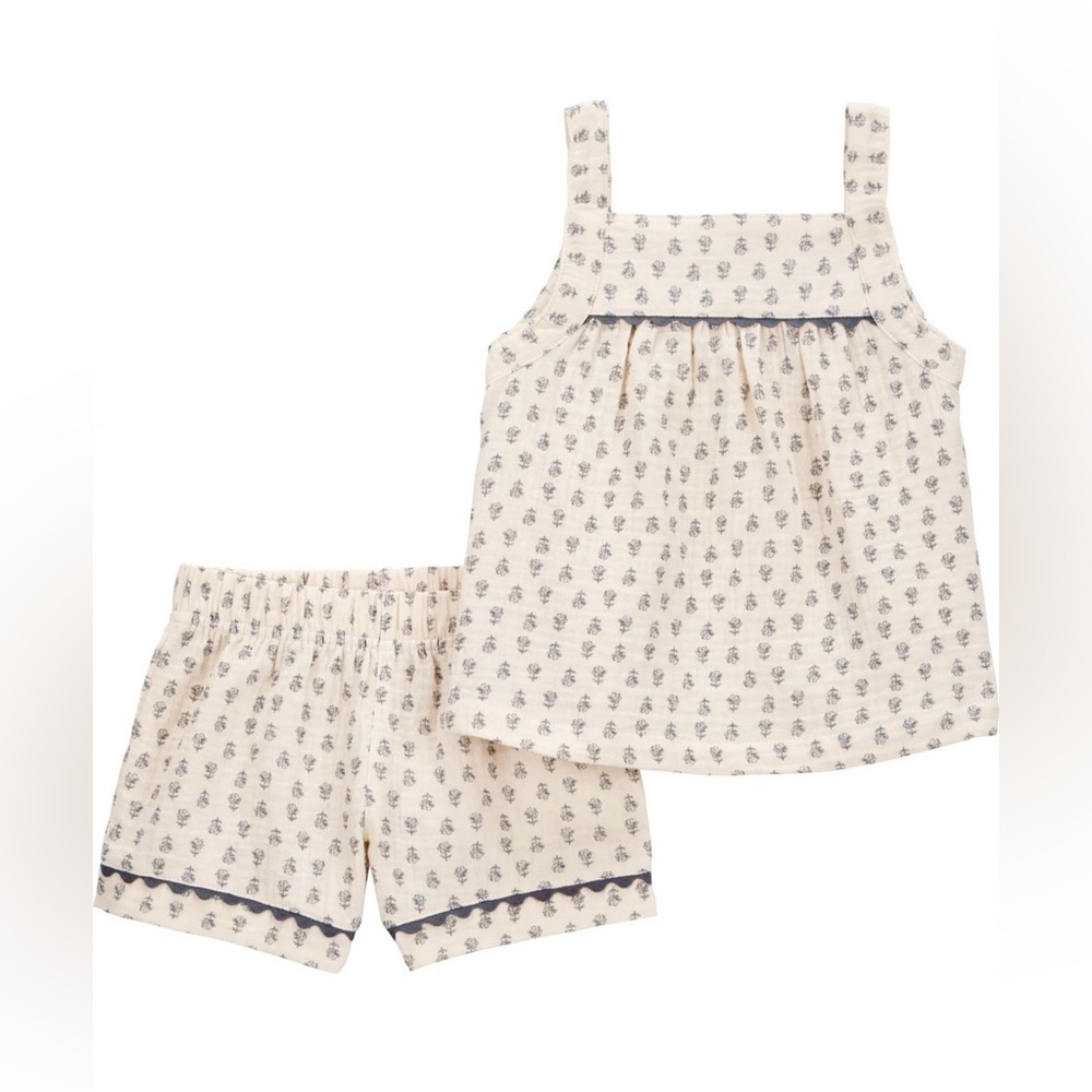 Carter’s Adorable Cream and Grey Floral Print Set 2 Piece - Picture 2 of 10